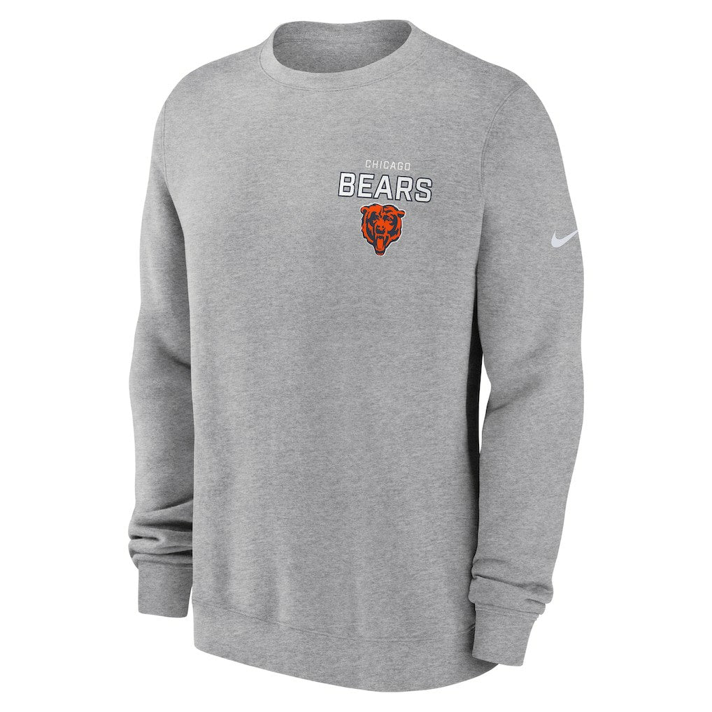 Chicago Bears Primetime Club Fleece Pullover Sweatshirt Heather Gray
