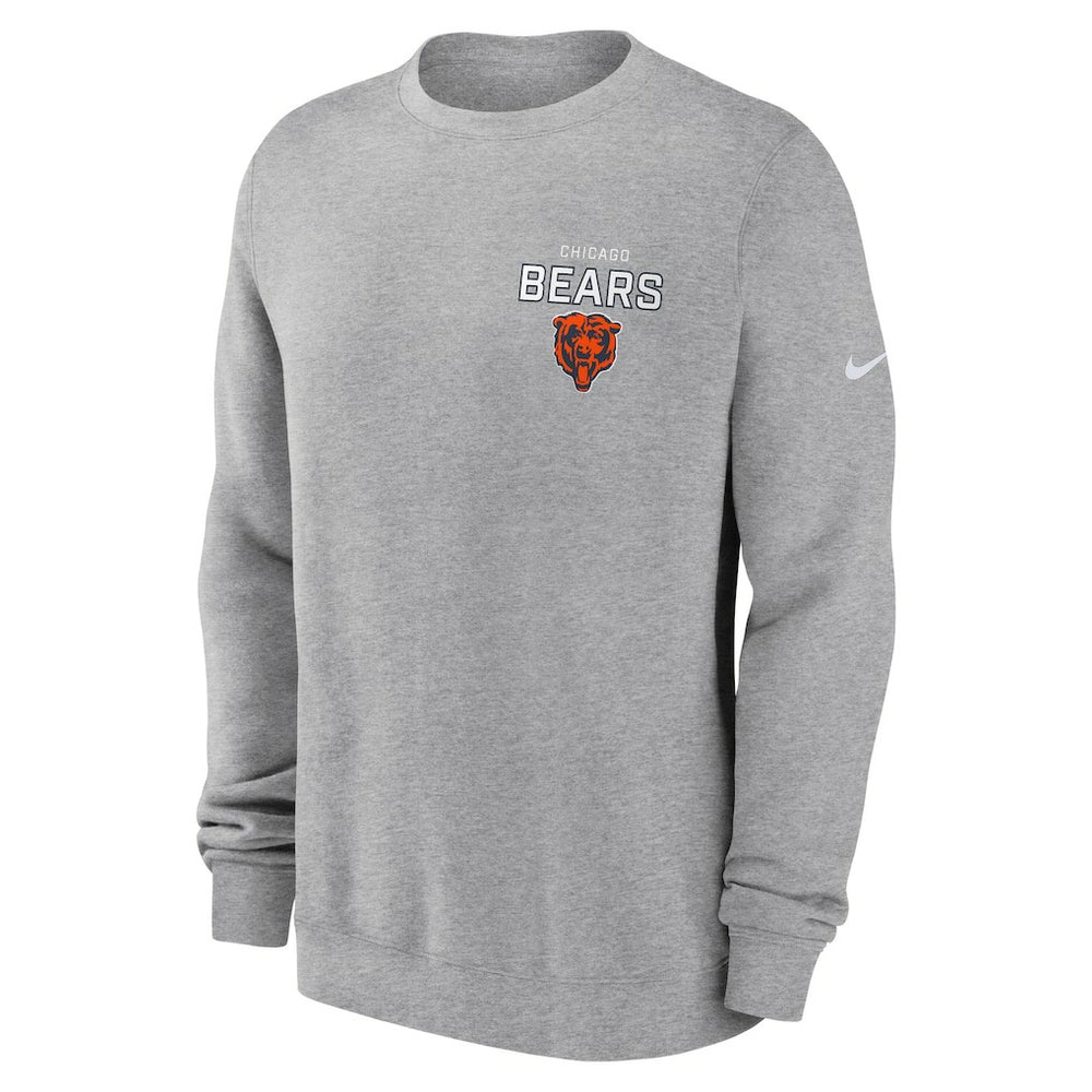 Chicago Bears Primetime Club Fleece Pullover Sweatshirt Heather Gray