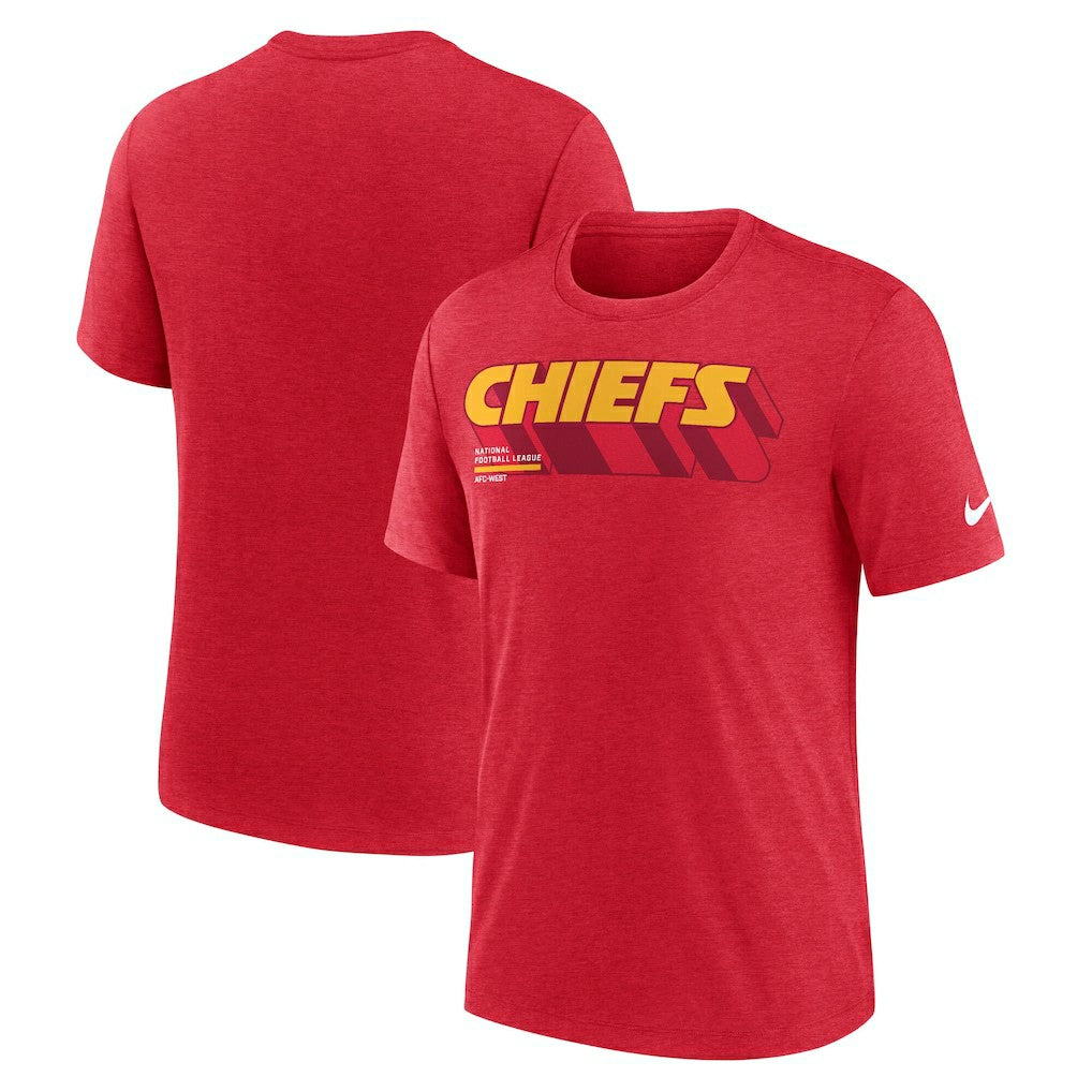 Kansas City Chiefs Long Pass Tri-Blend T-Shirt Heather Red