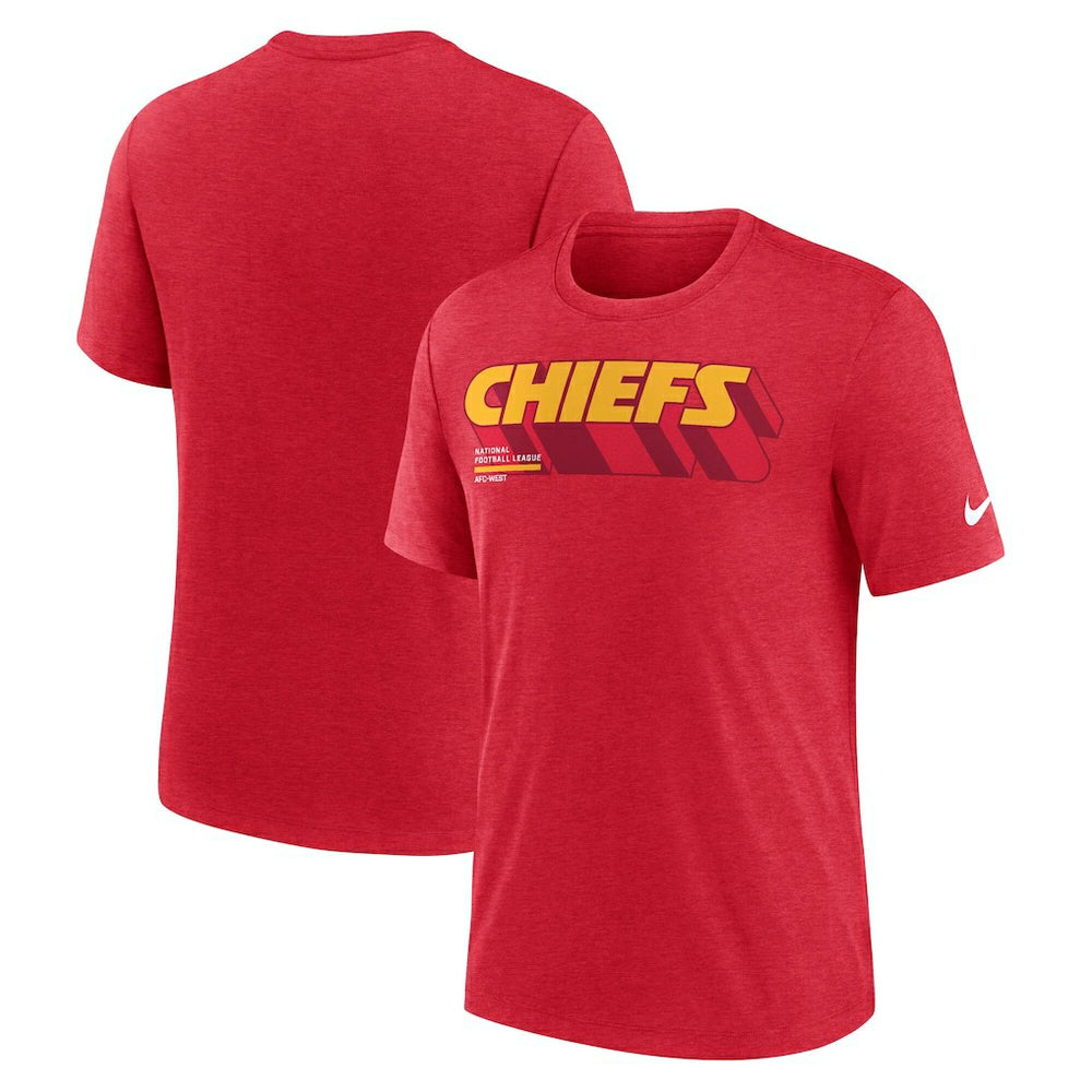 Kansas City Chiefs Long Pass Tri-Blend T-Shirt Heather Red