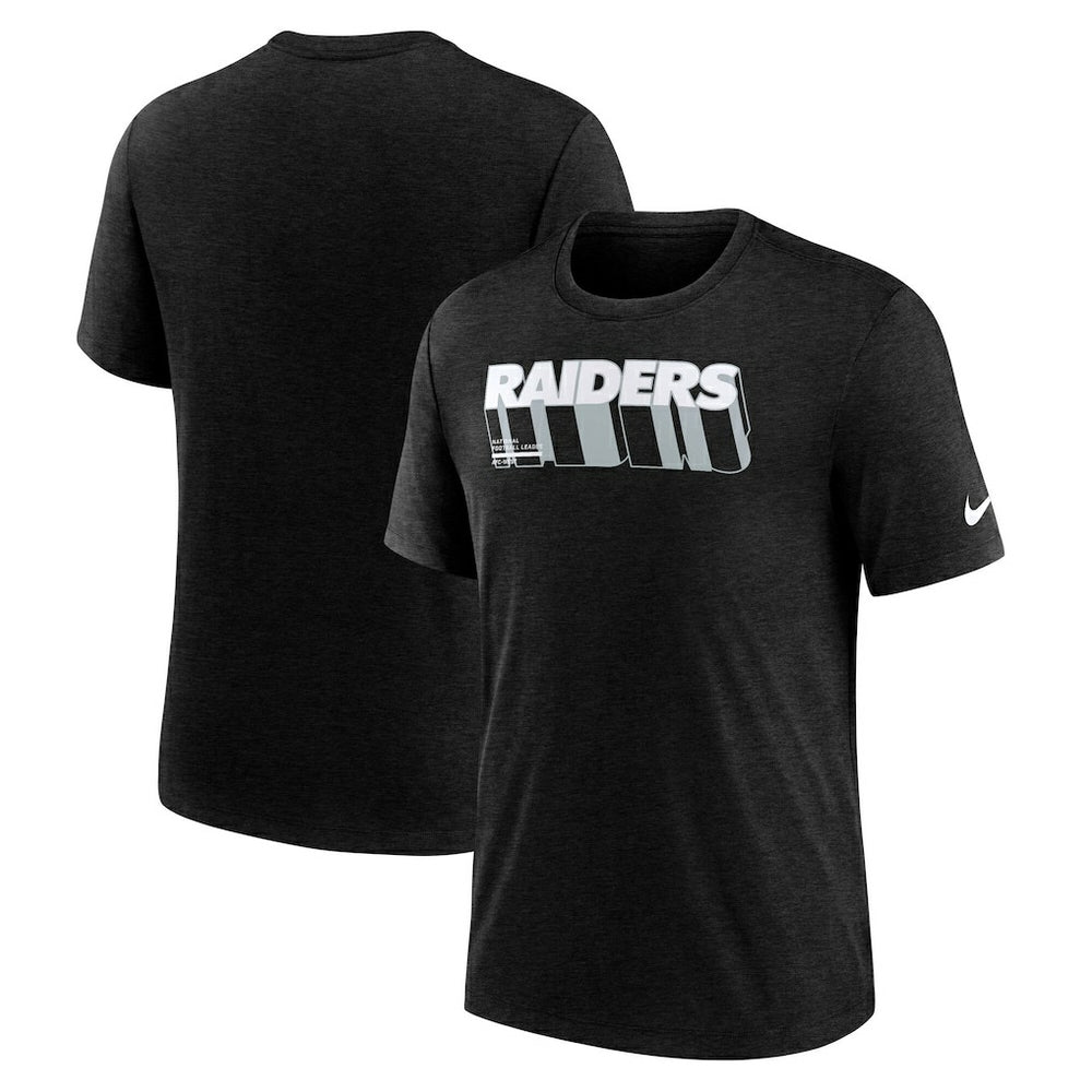 Las Vegas Raiders Long Pass Tri-Blend T-Shirt Heather Black