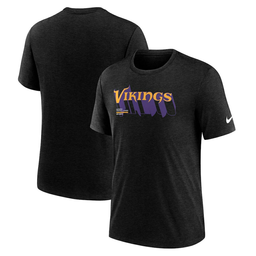 Minnesota Vikings Long Pass Tri-Blend T-Shirt Heather Black
