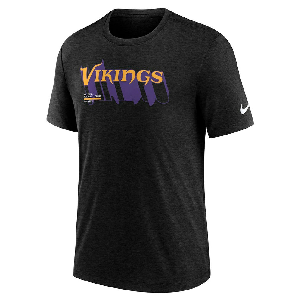 Minnesota Vikings Long Pass Tri-Blend T-Shirt Heather Black