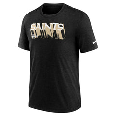 New Orleans Saints Long Pass Tri-Blend T-Shirt Heather Black