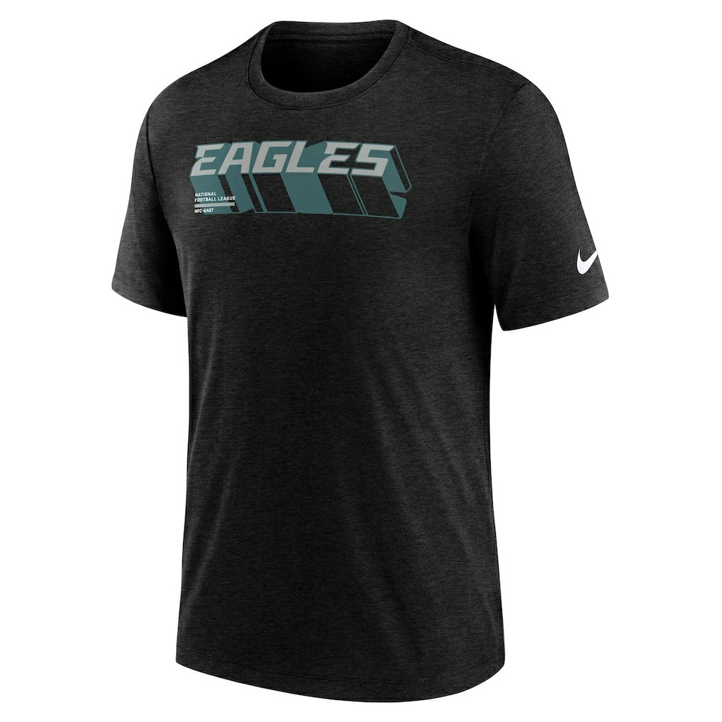 Philadelphia Eagles Long Pass Tri-Blend T-Shirt Heather Black