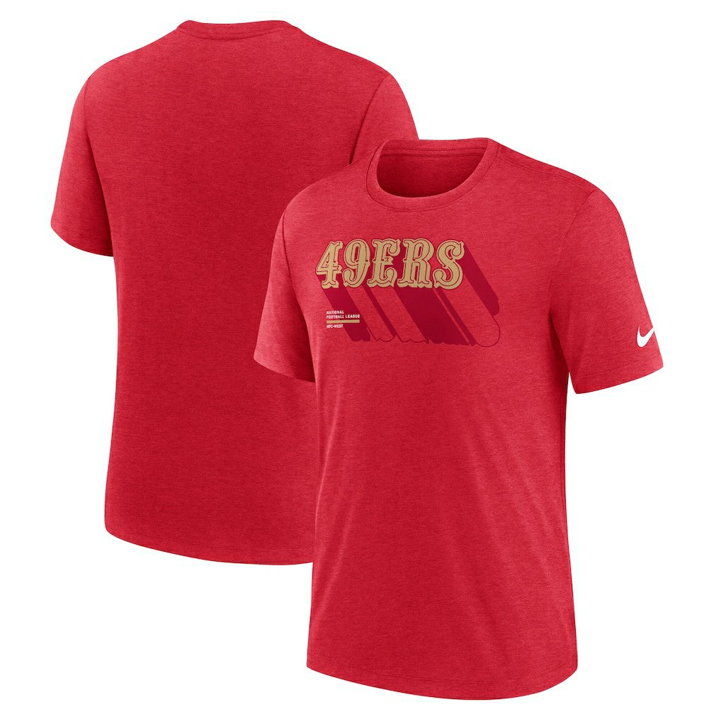San Francisco 49ers Long Pass Tri-Blend T-Shirt Heather Scarlet