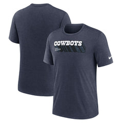 Dallas Cowboys Long Pass Tri-Blend T-Shirt Heather Navy
