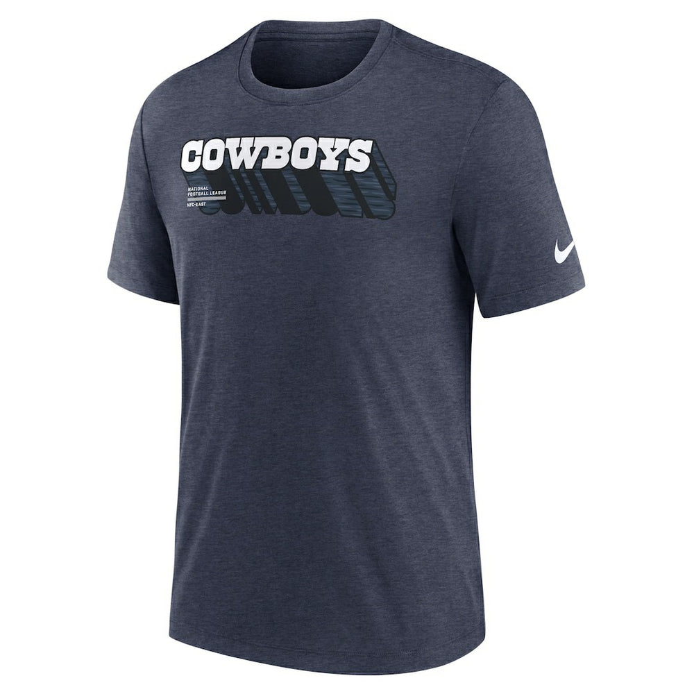 Dallas Cowboys Long Pass Tri-Blend T-Shirt Heather Navy