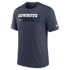 Dallas Cowboys Long Pass Tri-Blend T-Shirt Heather Navy