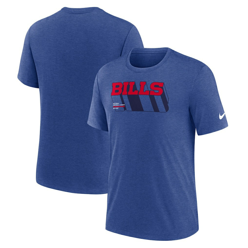 Buffalo Bills Long Pass Tri-Blend T-Shirt Heather Royal
