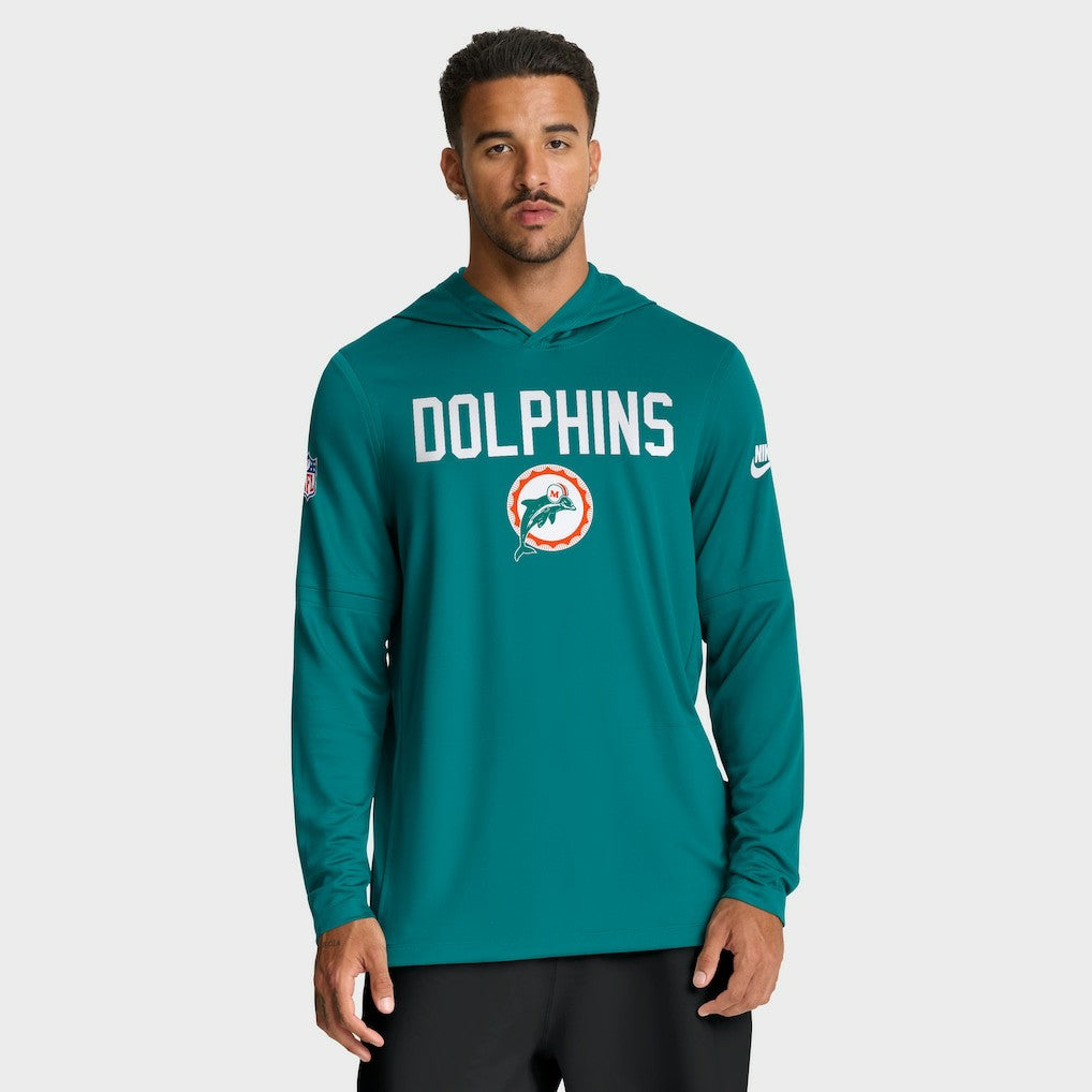 Miami Dolphins Big & Tall Alt Pack Dri-FIT Long Sleeve Hoodie T-Shirt  Aqua