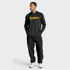 Pittsburgh Steelers Big & Tall Sideline Dri-FIT Long Sleeve Hoodie T-Shirt Black