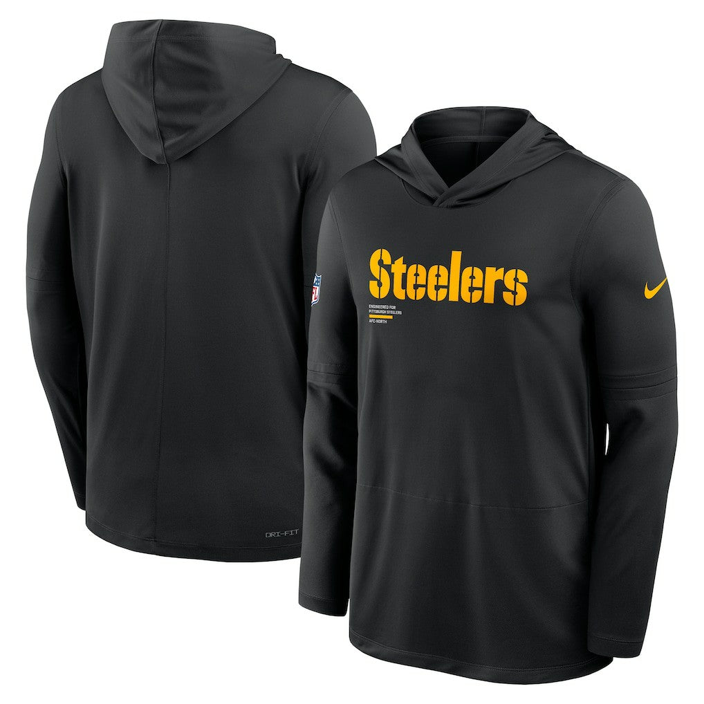 Pittsburgh Steelers Big & Tall Sideline Dri-FIT Long Sleeve Hoodie T-Shirt Black