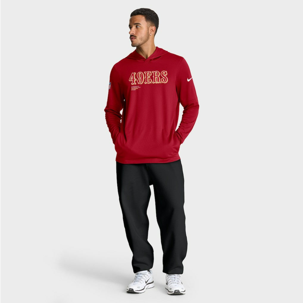 San Francisco 49ers Big & Tall Sideline Dri-FIT Long Sleeve Hoodie T-Shirt Scarlet
