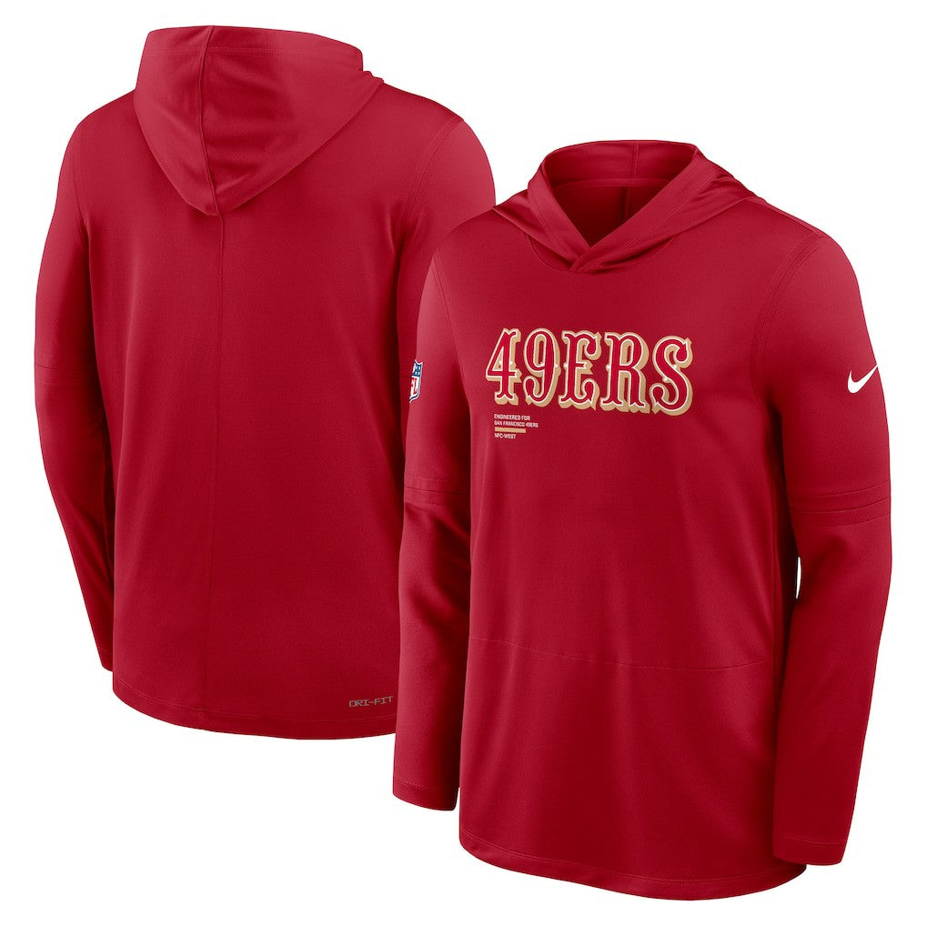 San Francisco 49ers Big & Tall Sideline Dri-FIT Long Sleeve Hoodie T-Shirt Scarlet