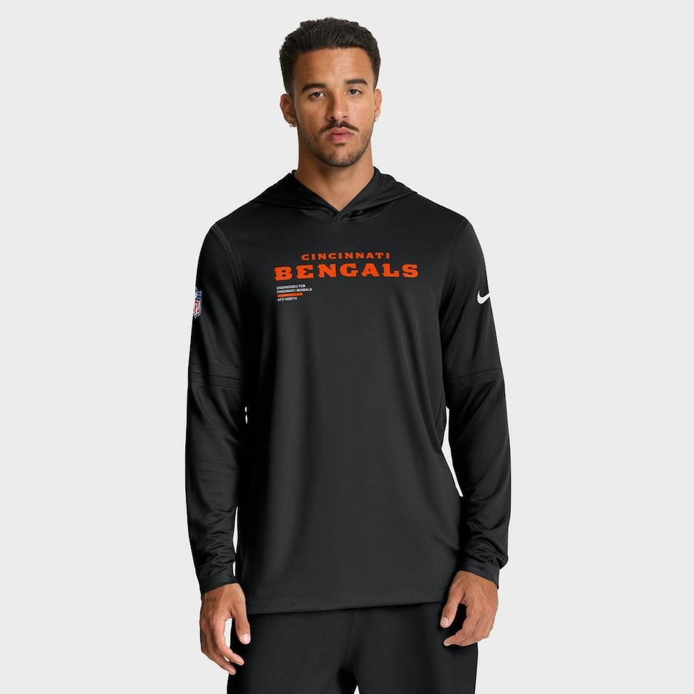 Cincinnati Bengals Big & Tall Sideline Dri-FIT Long Sleeve Hoodie T-Shirt Black