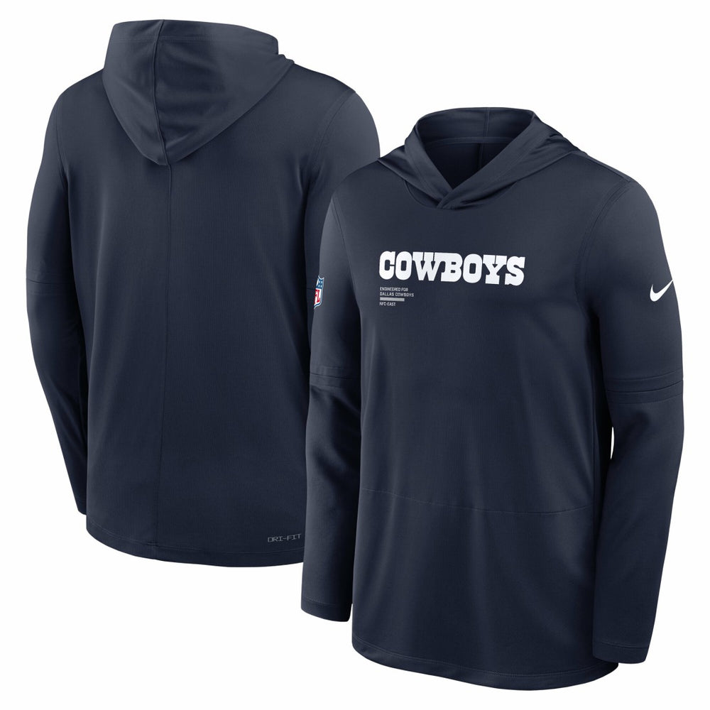 Dallas Cowboys Big & Tall Sideline Dri-FIT Long Sleeve Hoodie T-Shirt Navy
