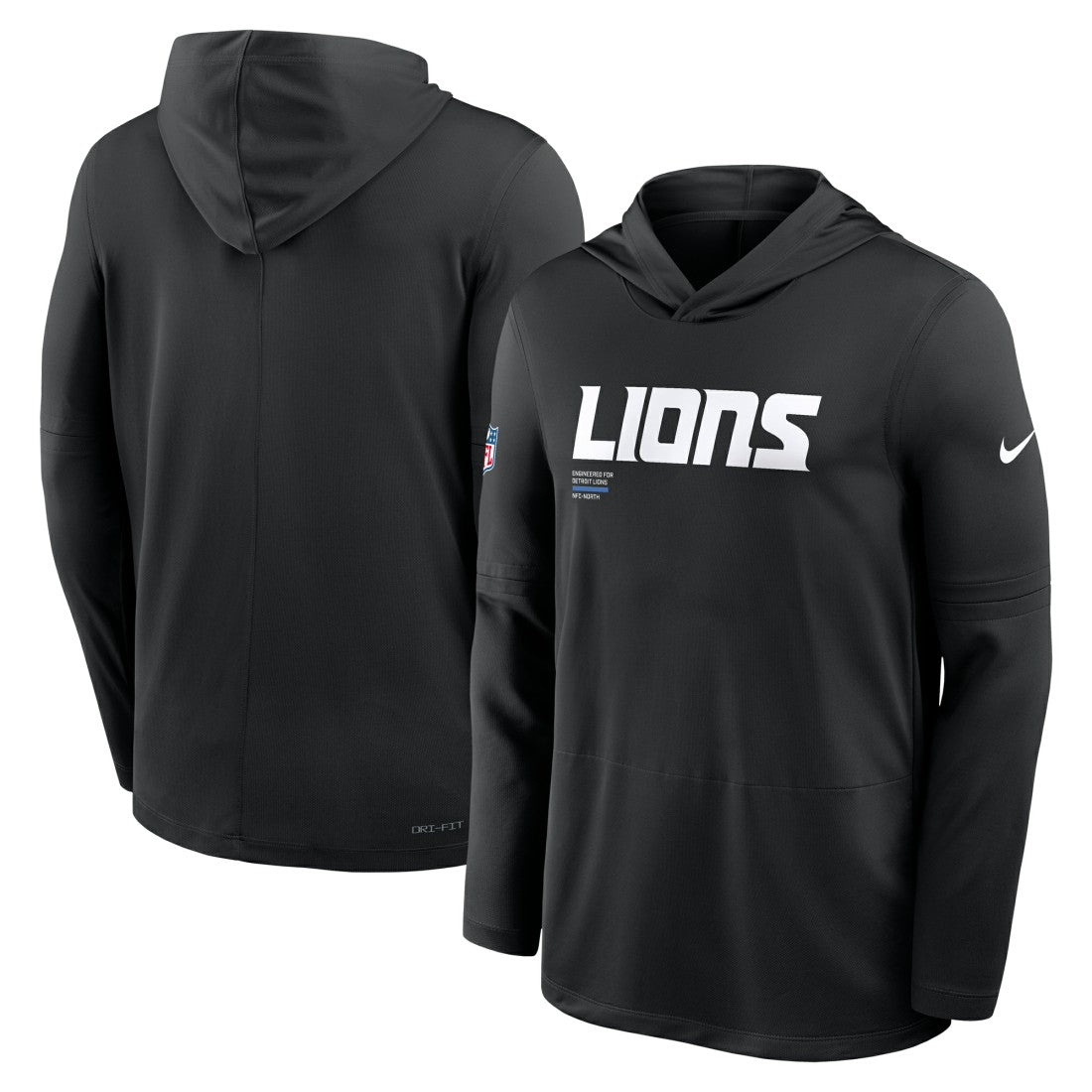 Detroit Lions Big & Tall Sideline Dri-FIT Long Sleeve Hoodie T-Shirt Black