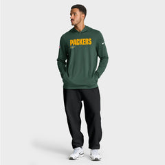 Green Bay Packers Big & Tall Sideline Dri-FIT Long Sleeve Hoodie T-Shirt Green