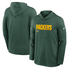Green Bay Packers Big & Tall Sideline Dri-FIT Long Sleeve Hoodie T-Shirt Green