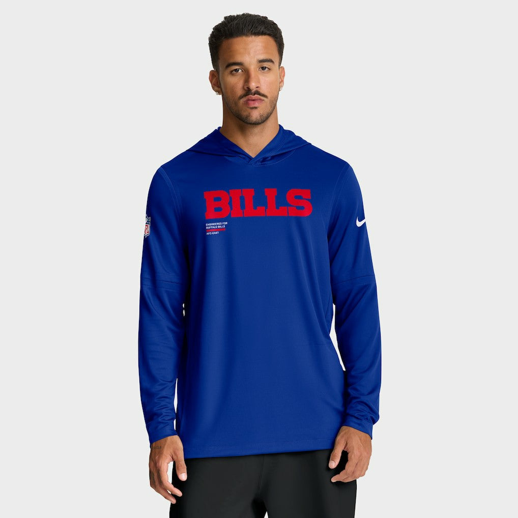 Buffalo Bills Big & Tall Sideline Dri-FIT Long Sleeve Hoodie T-Shirt Royal