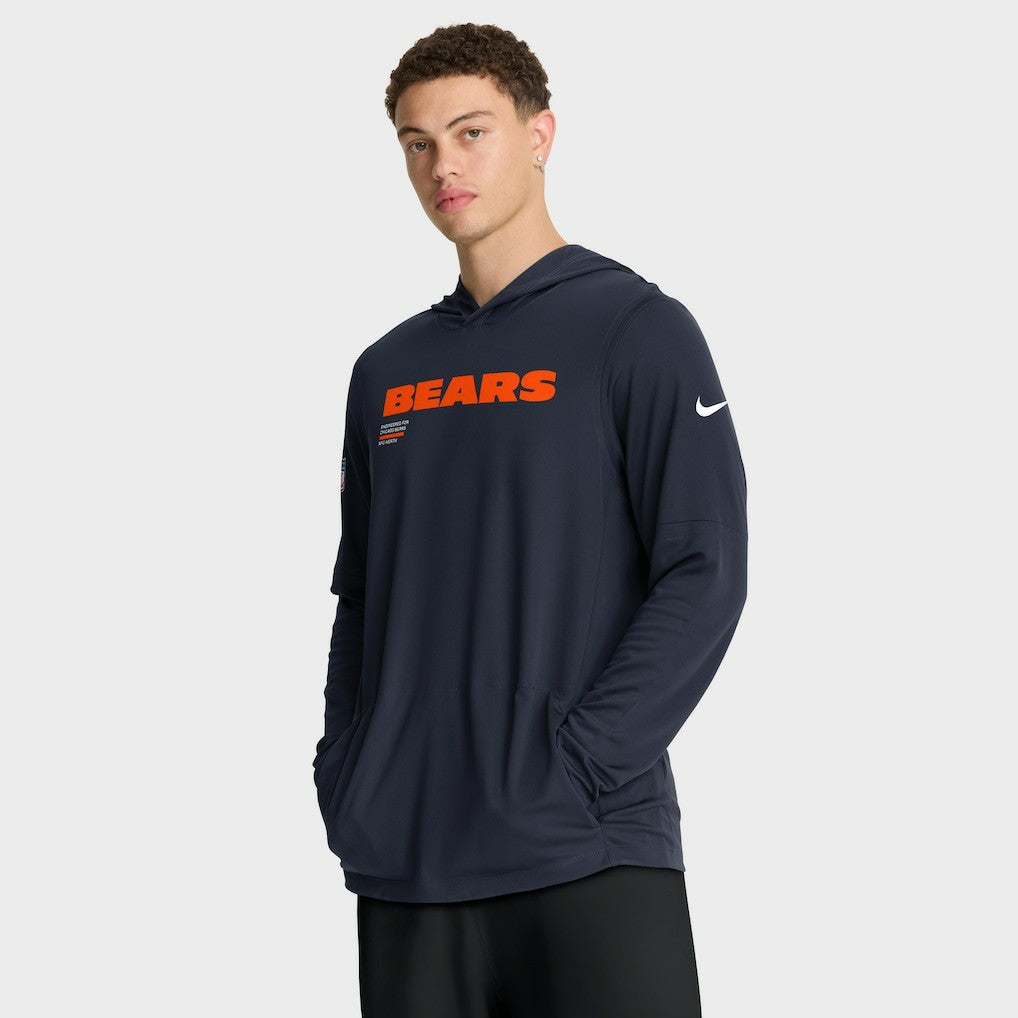 Chicago Bears Big & Tall Sideline Dri-FIT Long Sleeve Hoodie T-Shirt Navy