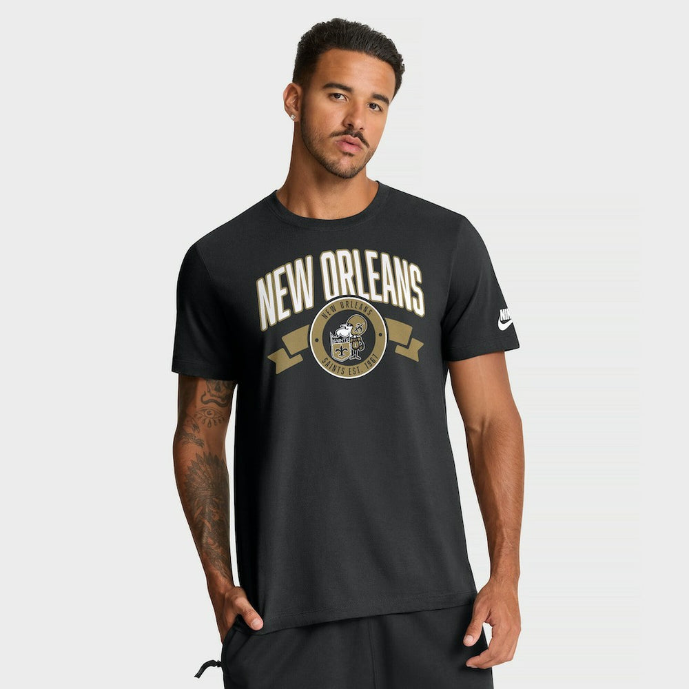New Orleans Saints Rewind Front and Back Hit Essential T-Shirt Black