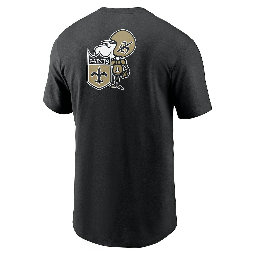 New Orleans Saints Rewind Front and Back Hit Essential T-Shirt Black