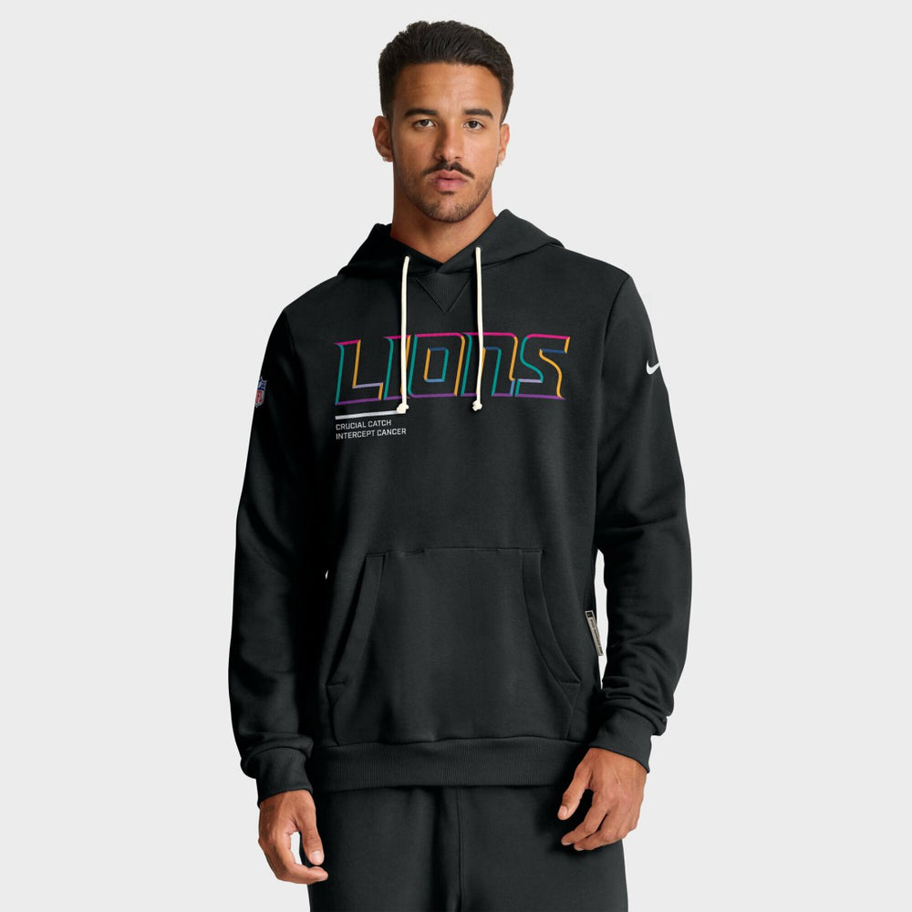 Detroit Lions Tall 2025 NFL Crucial Catch Sideline Standard Issue Dri-FIT Hoodie Black