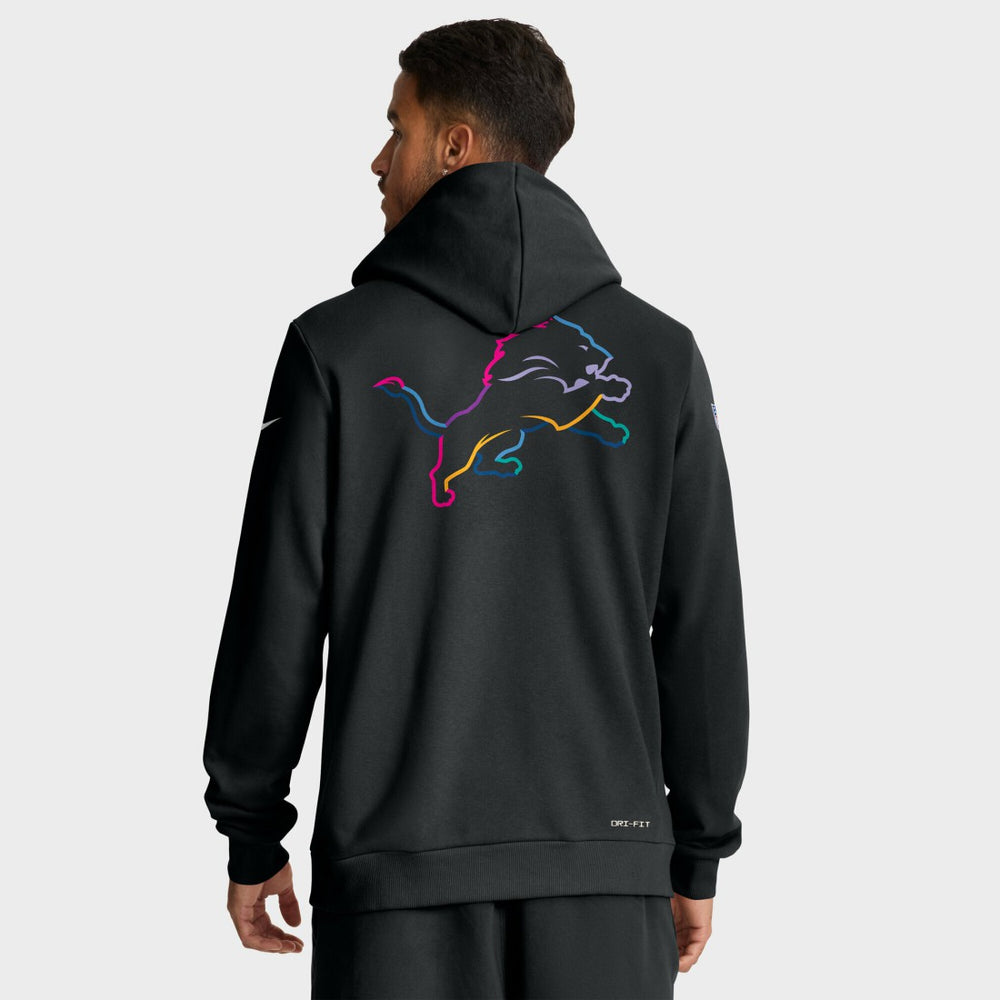Detroit Lions Tall 2025 NFL Crucial Catch Sideline Standard Issue Dri-FIT Hoodie Black