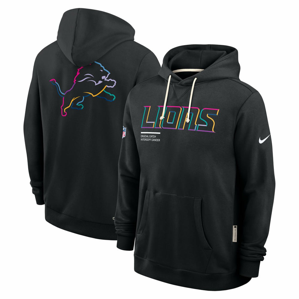 Detroit Lions Tall 2025 NFL Crucial Catch Sideline Standard Issue Dri-FIT Hoodie Black