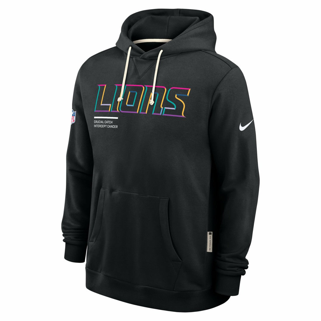 Detroit Lions Tall 2025 NFL Crucial Catch Sideline Standard Issue Dri-FIT Hoodie Black