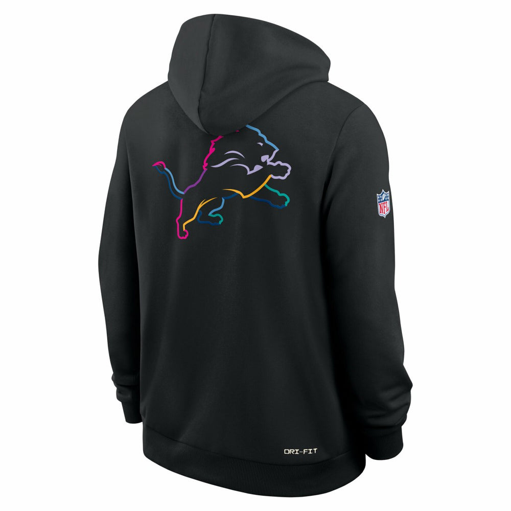 Detroit Lions Tall 2025 NFL Crucial Catch Sideline Standard Issue Dri-FIT Hoodie Black