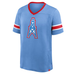Tennessee Titans Oilers Throwback Hometown Premium Hashmark V-Neck T-Shirt Light Blue