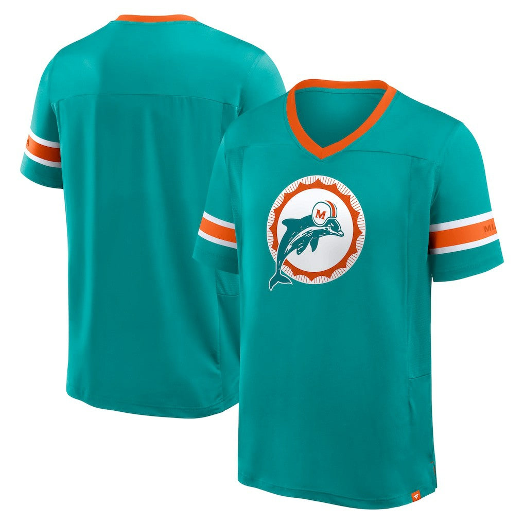 Miami Dolphins Hometown Premium Hashmark V-Neck T-Shirt Aqua