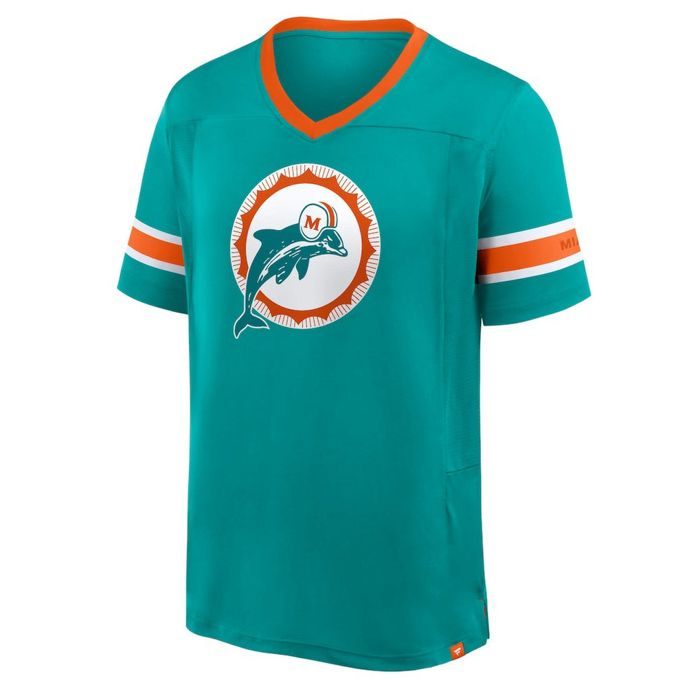 Miami Dolphins Hometown Premium Hashmark V-Neck T-Shirt Aqua