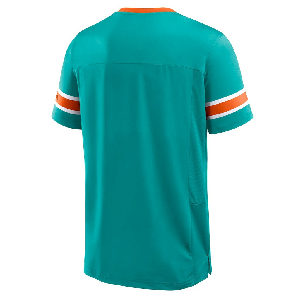Miami Dolphins Hometown Premium Hashmark V-Neck T-Shirt Aqua