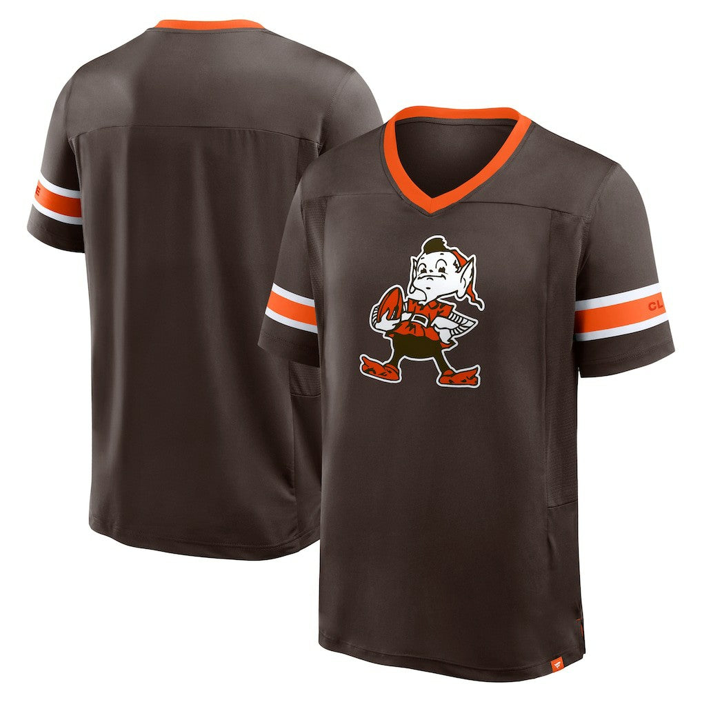 Cleveland Browns Hometown Premium Hashmark V-Neck T-Shirt Brown