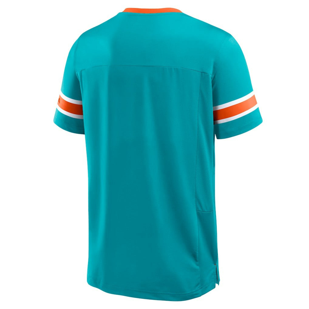 Miami Dolphins Hometown Premium Hashmark V-Neck T-Shirt Aqua