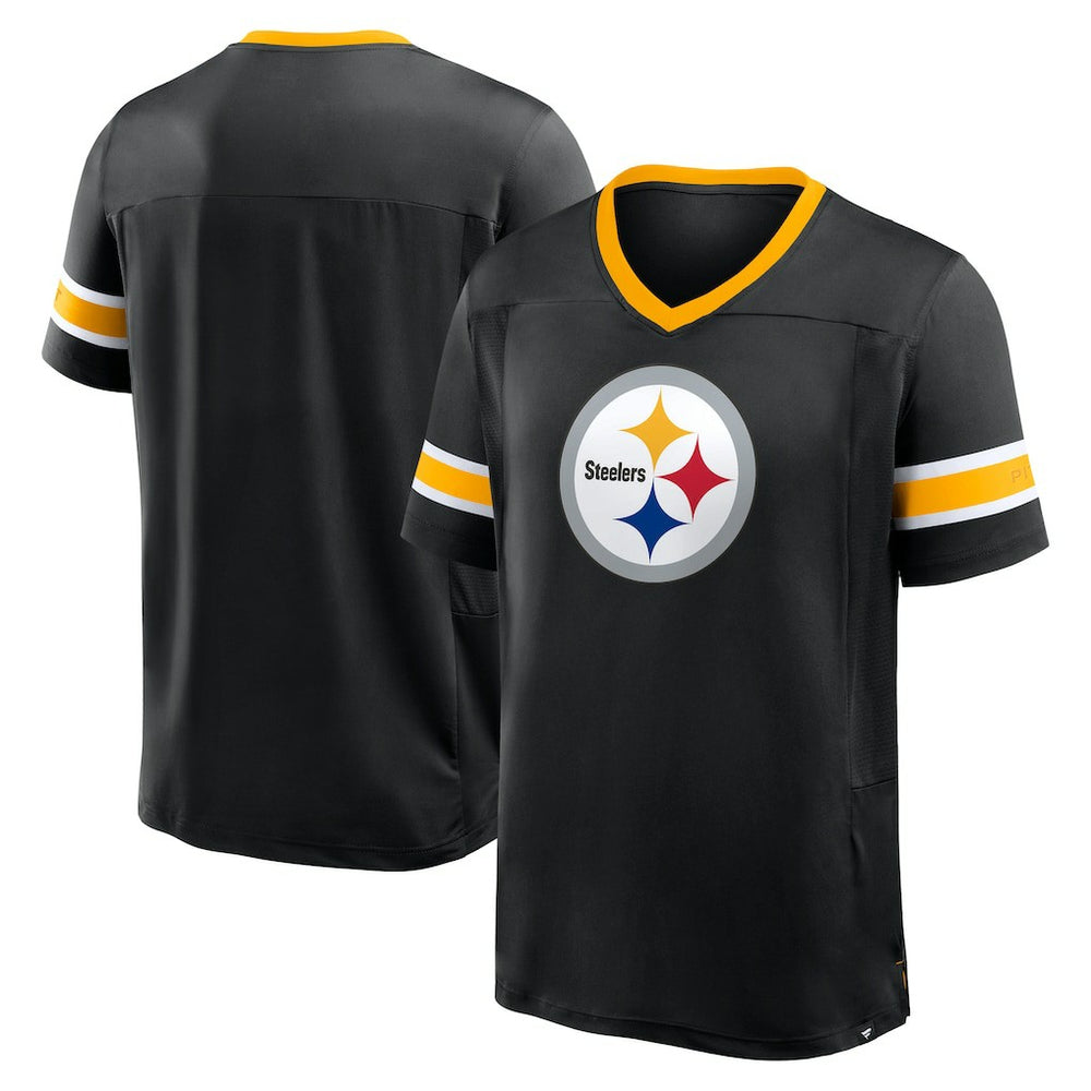 Pittsburgh Steelers Hometown Premium Hashmark V-Neck T-Shirt Black