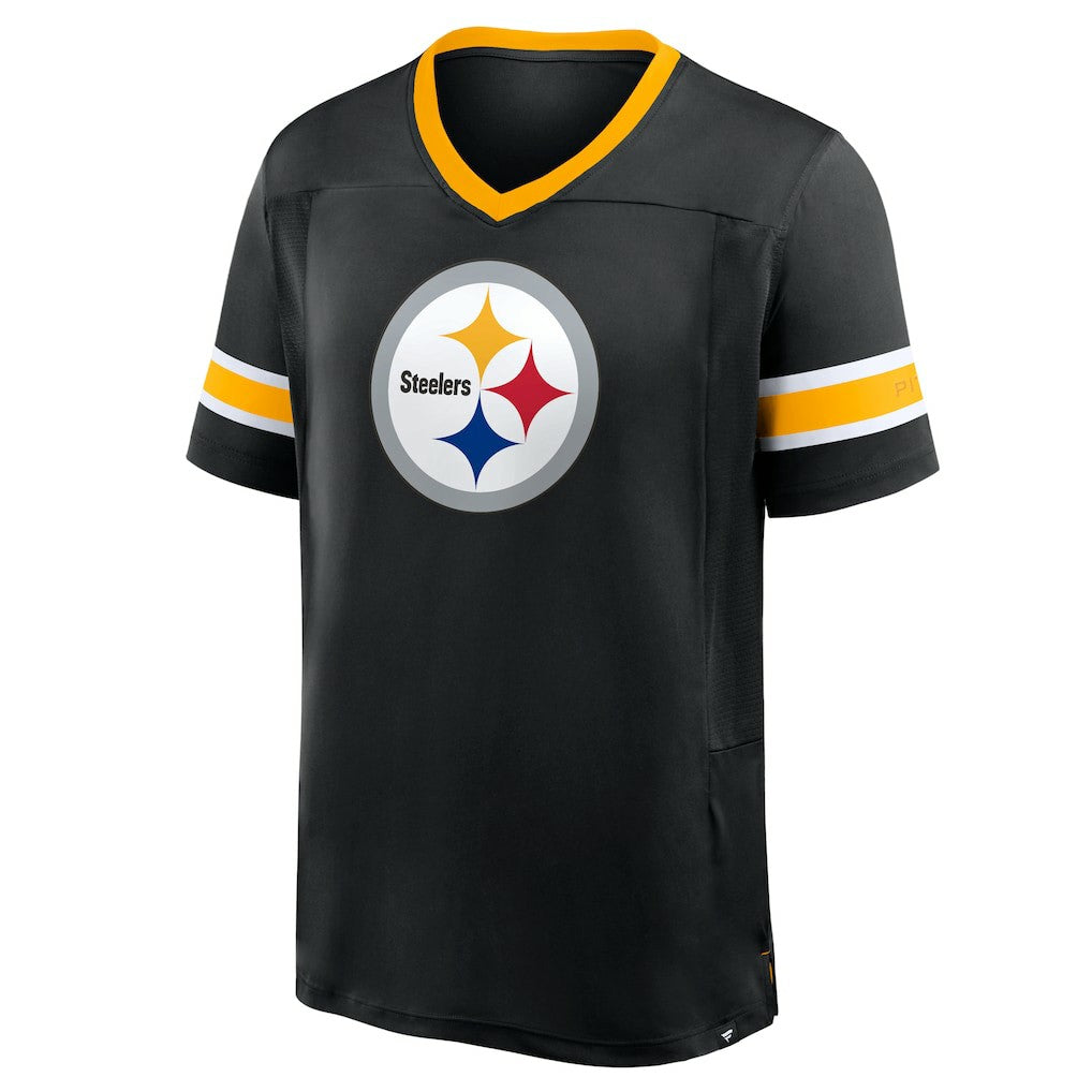 Pittsburgh Steelers Hometown Premium Hashmark V-Neck T-Shirt Black