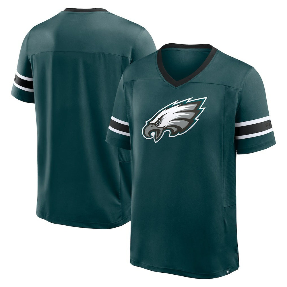 Philadelphia Eagles Hometown Premium Hashmark V-Neck T-Shirt Midnight Green