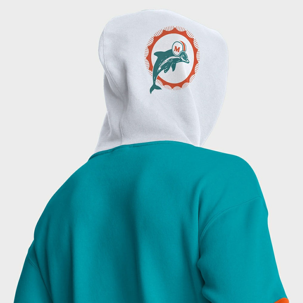 Miami Dolphins Helmet Retro Pullover Hoodie Aqua