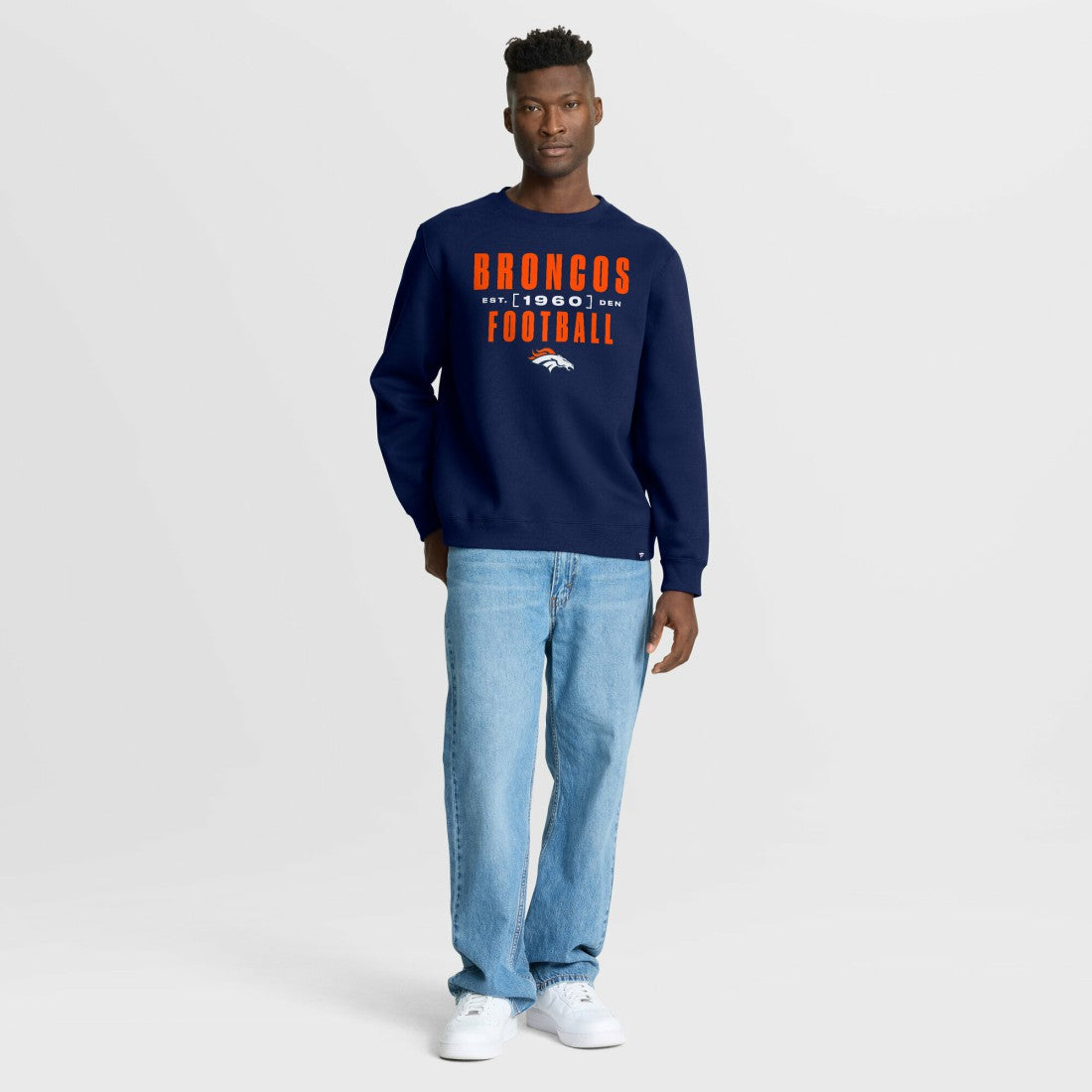 Denver Broncos Powerful Throw Legacy Pullover Sweatshirt Navy