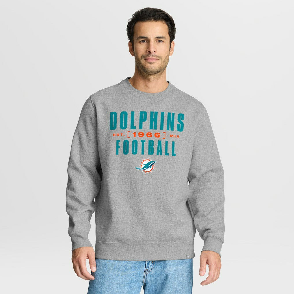Miami Dolphins Powerful Throw Legacy Pullover Sweatshirt Heather Gray
