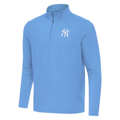 New York Yankees Antigua Intent Quarter-Zip Top - Powder Blue Tops