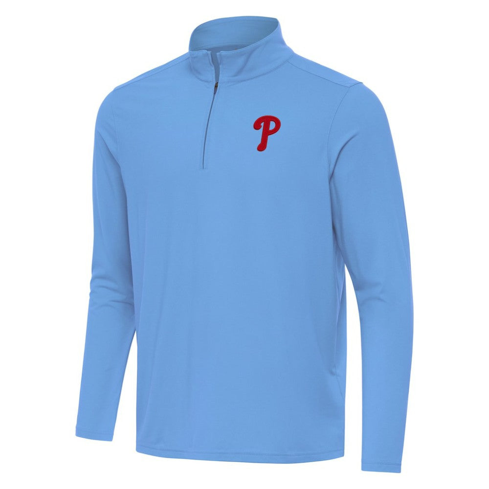 Philadelphia Phillies Antigua Intent Quarter-Zip Top - Powder Blue Tops