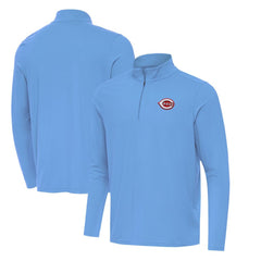 Cincinnati Reds Antigua Intent Quarter-Zip Top - Powder Blue Tops