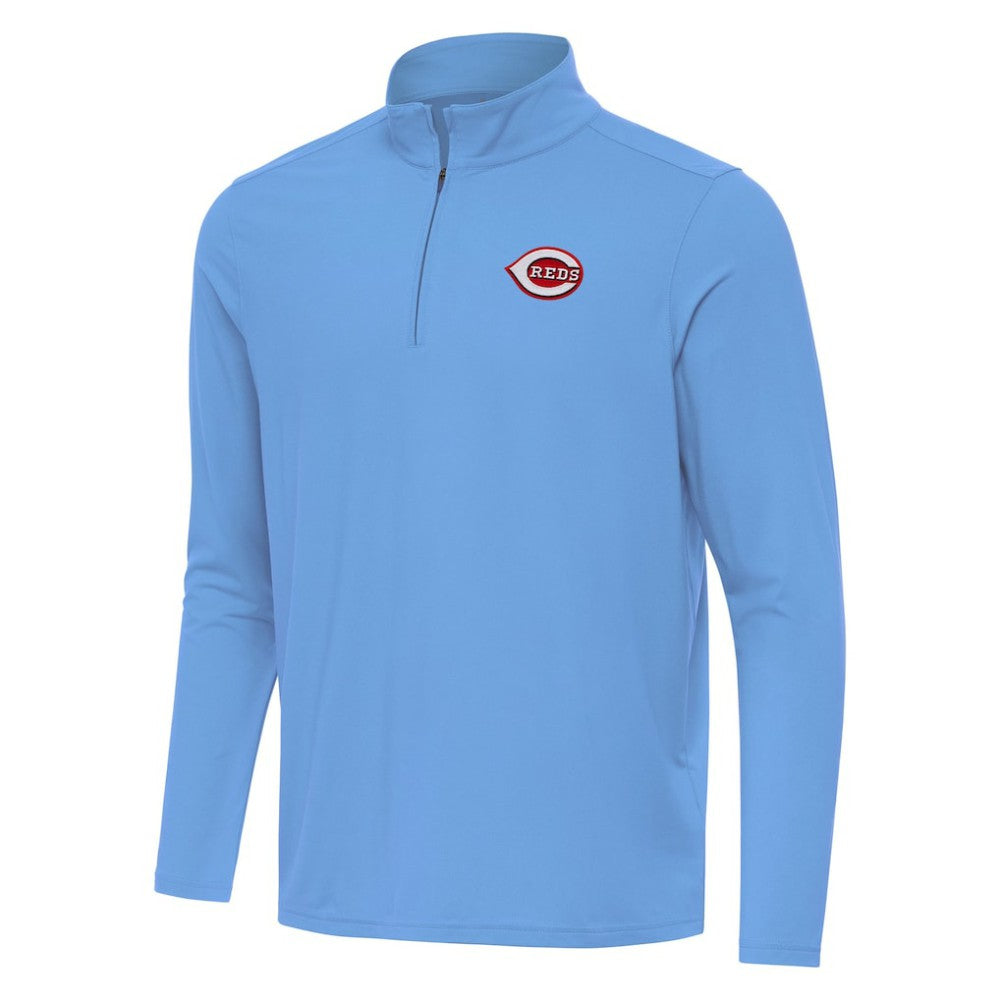Cincinnati Reds Antigua Intent Quarter-Zip Top - Powder Blue Tops