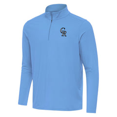 Colorado Rockies Antigua Intent Quarter-Zip Top - Powder Blue Tops